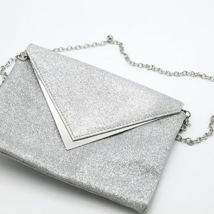FORMAL SILVER GLITTER CLUTCH PURSE